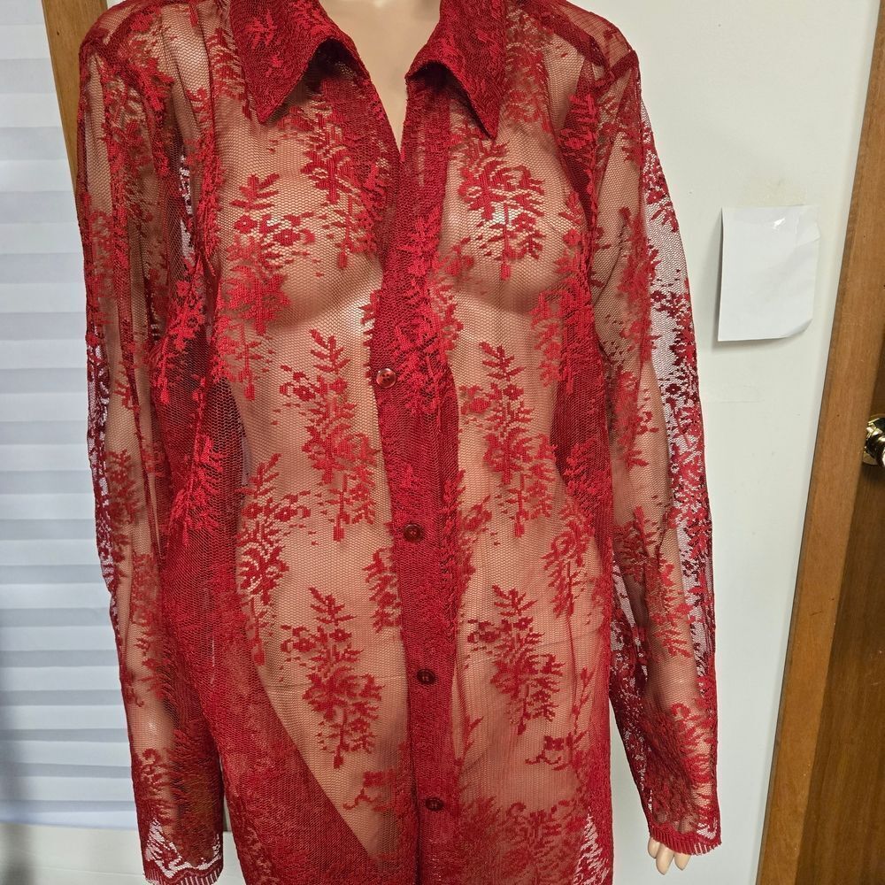 White Stag Red Lace Blouse